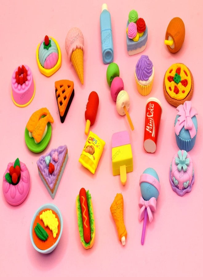 Kiditos Erasers Pack of 23 Candy Palace Toy for Kids Play Fancy Erasers for Kids School Stationary Kit Birthday Return Gift, Multi - Image 2